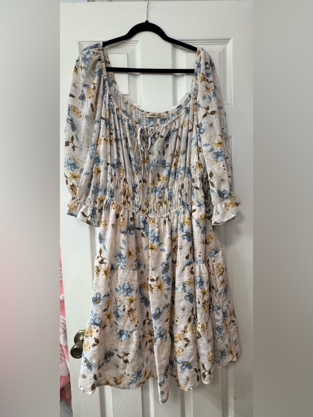 Liberty Love Floral Mini Dress - White, Blue, Yellow
